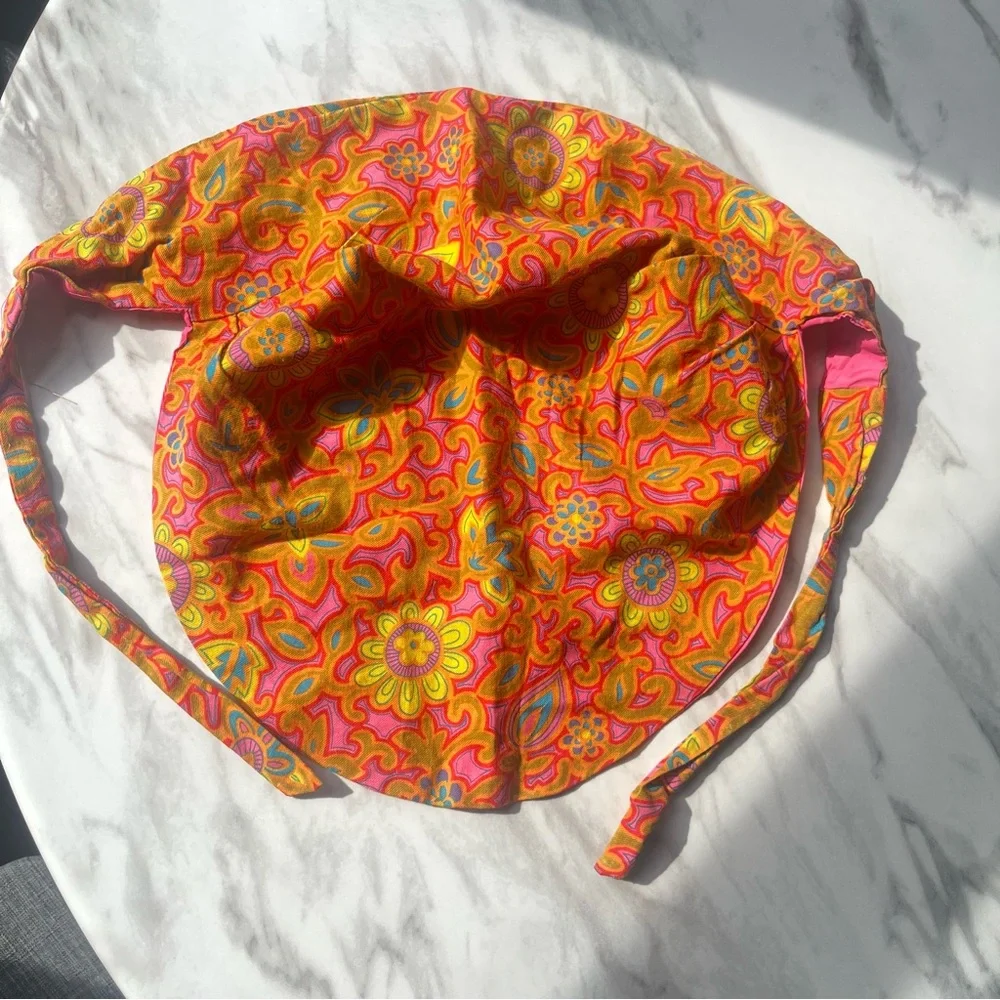 Vintage Vibrant Floral Headscarf Hat VTG